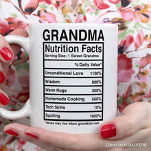 Carregar imagem no visualizador da galeria, Grandma Nutrition Facts Personalized Mug, Birthday Gift With Custom Name
