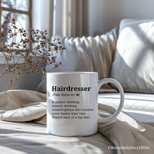 Carregar imagem no visualizador da galeria, Hairdresser Definition Personalized Mug, Funny Stylist Gift With Custom Name
