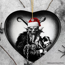 Carregar imagem no visualizador da galeria, Horrifying Krampus With Santa Hat Ceramic Ornament, Keepsake For Unique Halloween Tree Christmas Decor

