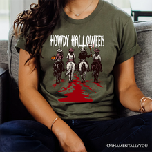 Cargar imagen en el visor de la galería, Howdy Halloween Cowgirl Women T-Shirt, Empowered Western Spooky Tee
