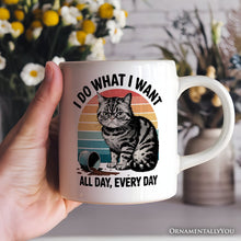 Carregar imagem no visualizador da galeria, I Do What I Want Cat Personalized Mug, Retro Sarcastic Cat Lover Gift With Custom Name
