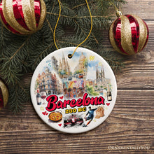 Carregar imagem no visualizador da galeria, Illustrated Barcelona Landmarks Ceramic Ornament, Spain Travel Souvenir and Christmas Gift
