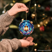 Load image into Gallery viewer, Illustrious Lantern Stained Glass Style Ceramic Ornament, Christmas Gift and Decor
