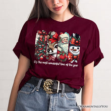 Carregar imagem no visualizador da galeria, It's Most Wonderful Time Of The Year T‑Shirt, Reindeer, Santa, Snowman Vintage Tee for Christmas
