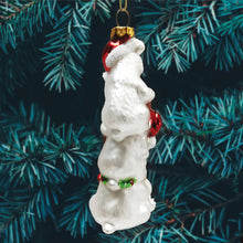 Carregar imagem no visualizador da galeria, Joyful Polar Bear Trio Stacked Glass Christmas Ornament
