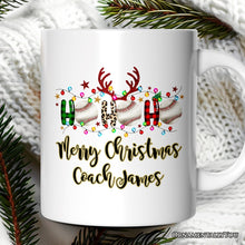 Carregar imagem no visualizador da galeria, Personalized Mug Baseball Buffalo Plaid Christmas, Ho Ho Ho Baseball Gift
