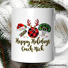 Carregar imagem no visualizador da galeria, Personalized Mug Basketball Buffalo Plaid Christmas, Team and Coaches Gift
