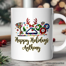 Carregar imagem no visualizador da galeria, Personalized Mug Billiards Buffalo Plaid Christmas, Pool Balls Snooker Gift
