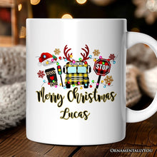 Carregar imagem no visualizador da galeria, Personalized Mug School Bus Driver Buffalo Plaid Christmas Gift
