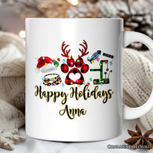 Carregar imagem no visualizador da galeria, Personalized Mug Cat Buffalo Plaid Christmas, Cat Mom Gift
