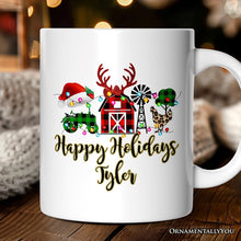 Carregar imagem no visualizador da galeria, Personalized Mug Farm Buffalo Plaid Christmas, Farmhouse Gift
