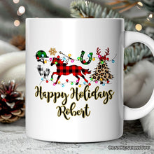 Carregar imagem no visualizador da galeria, Personalized Mug Horse Buffalo Plaid Christmas, Equestrian Gift
