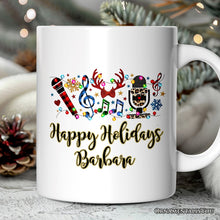 Carregar imagem no visualizador da galeria, Personalized Mug Singers Buffalo Plaid Christmas, Microphone Gift
