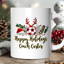 Carregar imagem no visualizador da galeria, Personalized Mug Soccer Buffalo Plaid Christmas, Team and Coaches Gift
