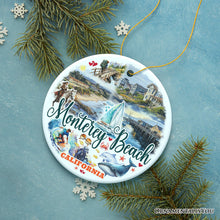 Carregar imagem no visualizador da galeria, Monterey Beach Artistic Christmas Ornament, California Coastal Marine Life Decoration
