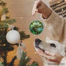 Load image into Gallery viewer, Nile Crocodile Stained Glass Style Ceramic Ornament, African Animals Christmas Gift and Decor
