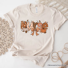 Load image into Gallery viewer, Nurse Coquette Autumn T-Shirt, Cozy Fall Pumpkins Tee for Healthcare Heroes
