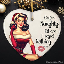 Carregar imagem no visualizador da galeria, On the Naughty List and I Regret Nothing Funny Christmas Ornament, Dirty Joke Secret Santa Gift
