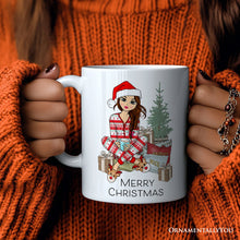 Carregar imagem no visualizador da galeria, Personalized Girly Girl Christmas Mug, Black, Blonde, Brown Brunette, and Red Hair
