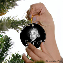 Carregar imagem no visualizador da galeria, Physics Genius Albert Einstein Ceramic Ornament, Famous Equation E=mc² Keepsake and Decor
