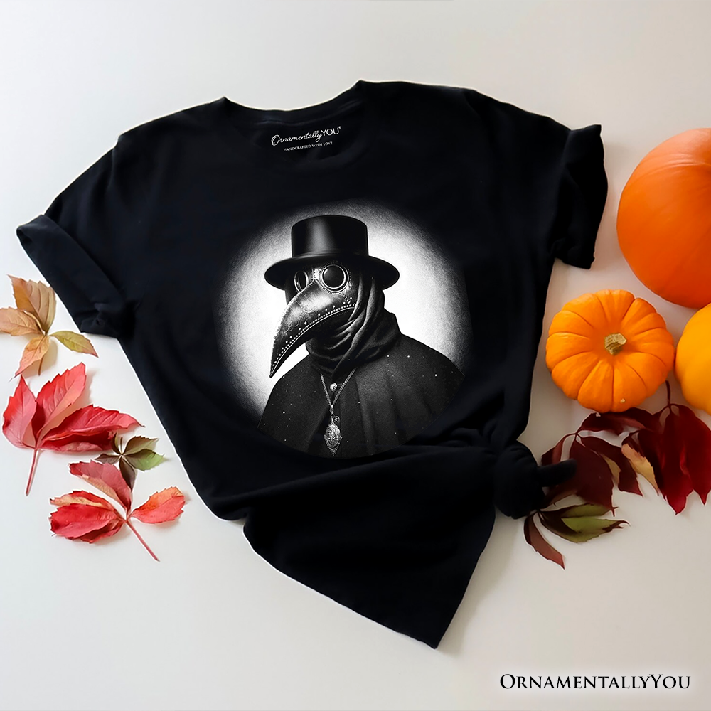 Plague Doctor Spooky Portrait T-Shirt, Horror Villain Theme Halloween Tee