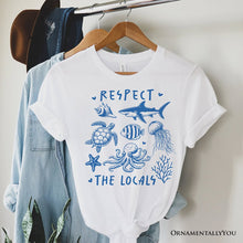 Carregar imagem no visualizador da galeria, Respect the Locals Ocean Animals T-Shirt, Cute White and Natural Vacation Tee
