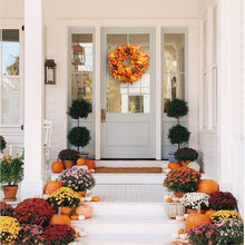 Load image into Gallery viewer, Rustic Harvest Illuminated 24&quot; Fall Wreath, Lighted with Maple Leafs, Pinecones, Pumpkins and Autumn Berries
