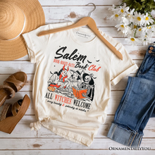 Cargar imagen en el visor de la galería, Salem Book Club Witches T-Shirt, Spooky Halloween Reading Girl Tee
