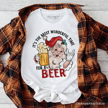 Carregar imagem no visualizador da galeria, Santa Beer Christmas T‑Shirt, It’s The Most Wonderful Time Funny Holiday Tee for Festive Drinkers
