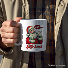 Load image into Gallery viewer, Santa Middle Finger Christmas Personalized Mug, Vintage Humorous Gift with Custom Name
