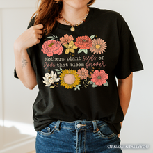 Load image into Gallery viewer, Seeds of Love Mama Floral T-Shirt, White, Natural and Black Retro Tee for Sentimental Mothers
