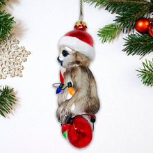 Carregar imagem no visualizador da galeria, Sloth and Candy Cane Glass Christmas Ornament

