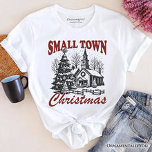 Load image into Gallery viewer, Small Town Christmas Vintage T‑Shirt, Rustic Winter Church Tee
