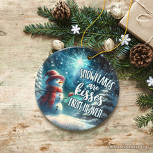Load image into Gallery viewer, Snowflakes are Kisses from Heaven Christmas Ornament, Snowman in Magical Night Remembrance Gift
