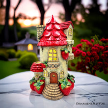 Load image into Gallery viewer, Solar Powered Strawberry Fairy Home Garden Statue, 10" Unique Spring Decoration
