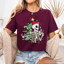 Load image into Gallery viewer, Sorta Merry Christmas Skeleton, Sarcastic Holiday Tee
