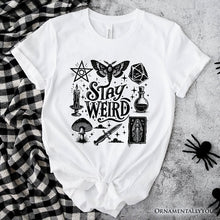 Load image into Gallery viewer, Stay Weird Witchy Vibes T-Shirt, Mystical Halloween Tee for Powerful Women
