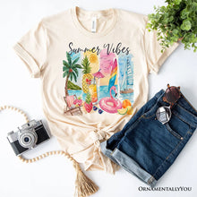 Carregar imagem no visualizador da galeria, Summer Vibes T-Shirt, White and Natural Vacation Beach Tee
