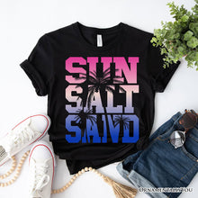 Carregar imagem no visualizador da galeria, Sun Salt Sand Summer T-Shirt, Black Minimalist Beach Tee
