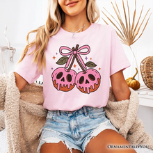 Load image into Gallery viewer, Sweet and Spooky Poison Cherries Halloween T-Shirt, Coquette Skulls Tee
