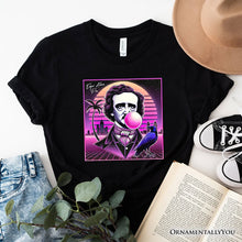 Load image into Gallery viewer, Synthwave 80&#39;s Styled Edgar Allan Poe Horror T-Shirt, Vaperwave Classic Retro Neon Halloween Tee
