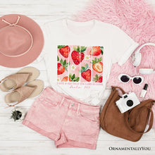 Carregar imagem no visualizador da galeria, Taste and See That The Lord is Good Strawberry T-Shirt, White and Natural Christian Faith Tee

