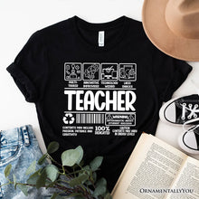 Load image into Gallery viewer, Teacher Label T-Shirt, Funny Barcode Tee for Dedicated Educators
