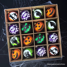Load image into Gallery viewer, The Face of Spooky Horror 16 Piece Ornament Shatterproof Bundle Set, Halloween Pumpkin, Zombie, and Goblin
