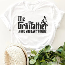 Carregar imagem no visualizador da galeria, The Grillfather BBQ T-Shirt, White Funny Tee for Grillmaster Dads
