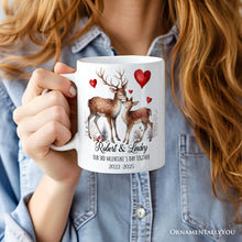 Carregar imagem no visualizador da galeria, Valentine Deer Anniversary Personalized Mug for Couple, Together Keepsake Romantic Gift
