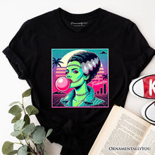 Load image into Gallery viewer, Vaperwave Mrs Frankenstein Retro Neon Horror T-Shirt, Synthwave 80's Styled Classic Halloween Tee
