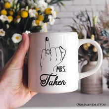Carregar imagem no visualizador da galeria, Wedding Ring Finger Mrs Personalized Mug, Married Engaged Gift For Women With Custom Name
