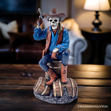 Carregar imagem no visualizador da galeria, Western Skeleton Gunslinger Statue Figurine, 10" Gothic Cowboy Wild West Home Decor
