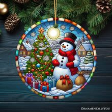 Load image into Gallery viewer, Winter Festivity Top Hat Snowman Ornament, Radiant Tree with Holiday Spirit Keepsake and Gift
